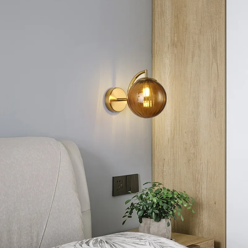 Дымчатый Серый Стеклянный Шар Настенный Светильник Полоса Абажур Декор Лампа