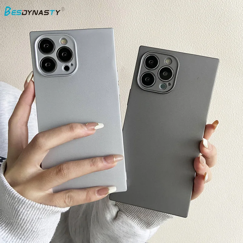 

BESD Transparent Simple Plain Phone Case For IPhone 14 Plus Pro Max Case Fashion Square Design Candy Color Clear Soft TPU Cover