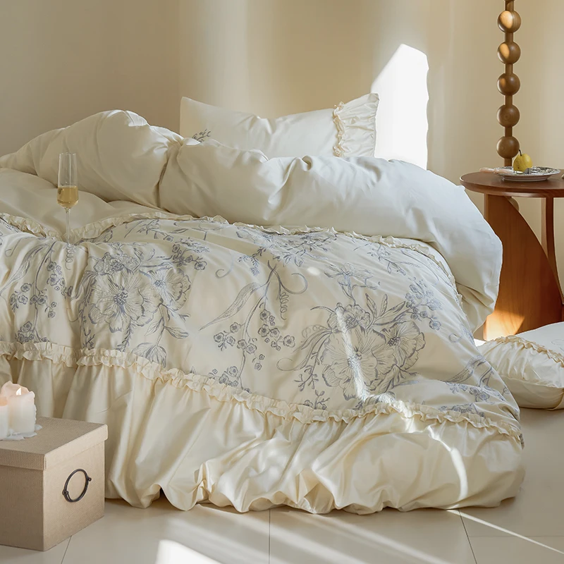 Винтажный французский элегантный комплект постельного белья с вышивкой 1000TC