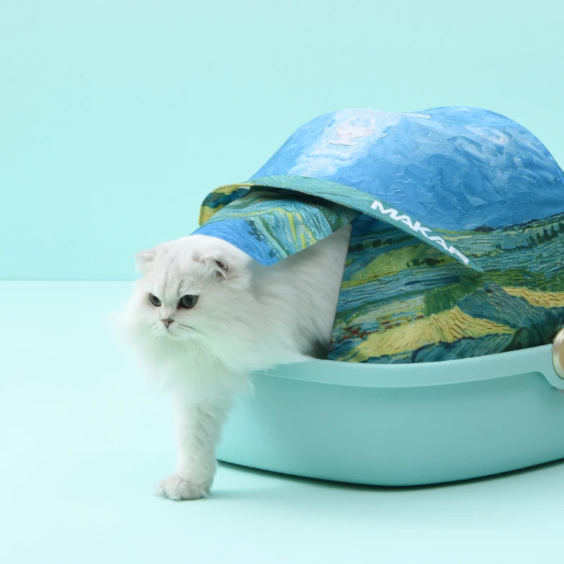 

Deodorization Toilet Cat Bedpans Enclosed Big Sandbox Leak Proof Cat Bedpans Covered Indoor Banheiro Gato Pet Products QF50CB