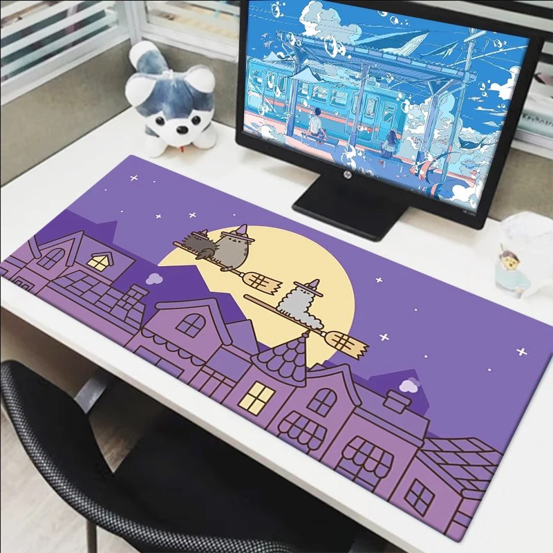 Pusheen Cute Cat Mouse Pad Gaming Mousepad Keyboard Mat Anime Rubber Mats Desk Pc Accessories Deskmat Cartoon Kawaii Mouse Pads