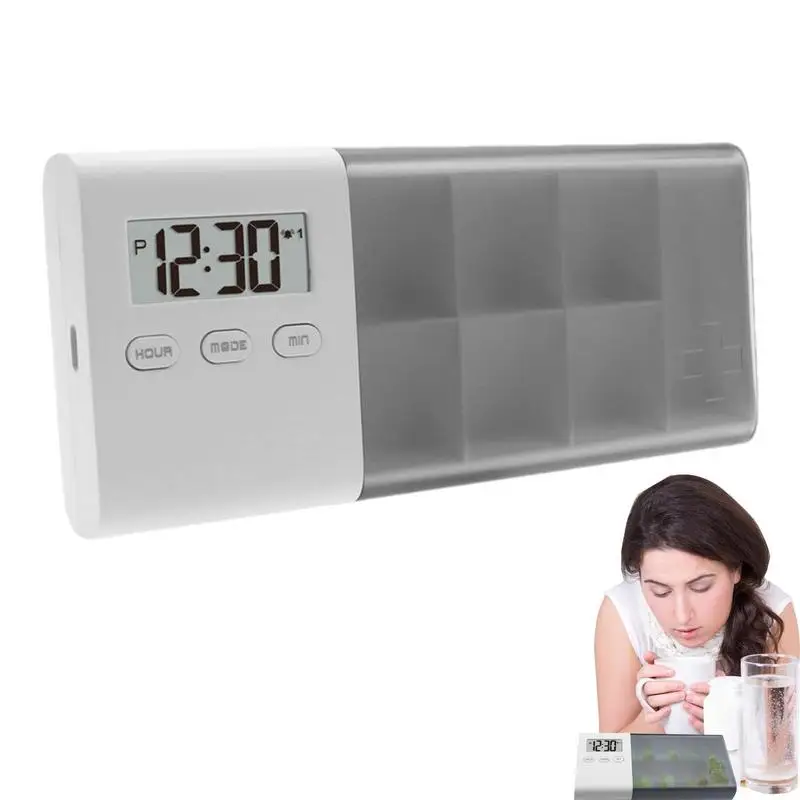 

Electronic Pill Dispenser Pill Organizer Travel USB Timed Daily Pill Box Organizer Alarm Warning 7 Compartments Twinkling
