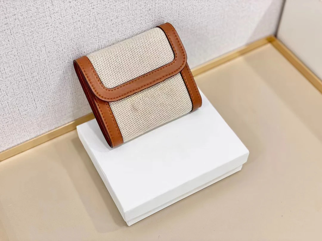 

High-end Expensive Practical Portable Purse Purse Short Folding Money Clip Fashion Color Contrast Portable Multi-card Card Bag