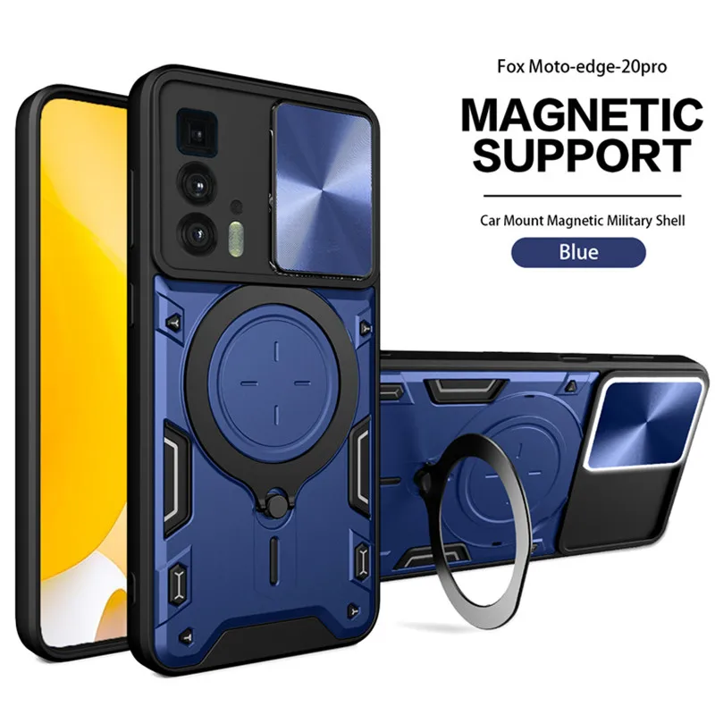 

For Moto Edge 20 Pro Case Car Magnetic Ring Holder Armor Shockproof Back Cover for Motorola Edge 20 Pro 20Pro Stand Phone Cases