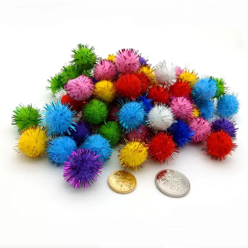 

Arts Craft Pom Poms Glitter Poms Sparkle Balls Assorted Color with Glitter Tinsel For DIY Craft Party Decoration Cat Toys Multip