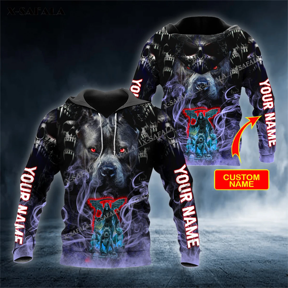Guard Dog Gates Hell Grim Reaper Skull 3D Print Zipper Hoodie Men Pullover Sweatshirt Hooded Jersey Tracksuits Outwear Coat