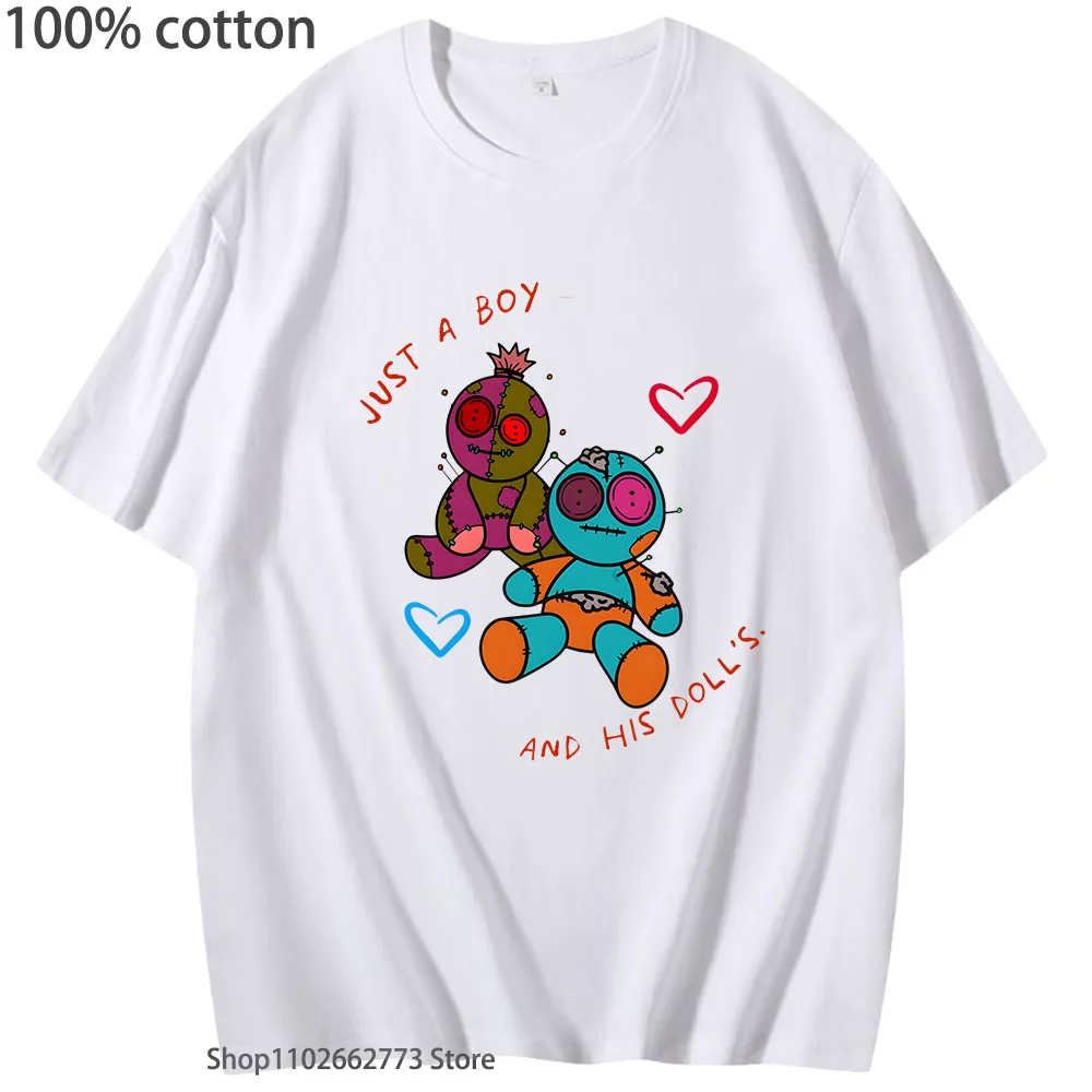 

Voodoo Child Shirt for Men 100% Cotton Summer Clothes Cartoon Kawaii Print T-shirt Short-sleeved Male Clothing Women Kpop Tees