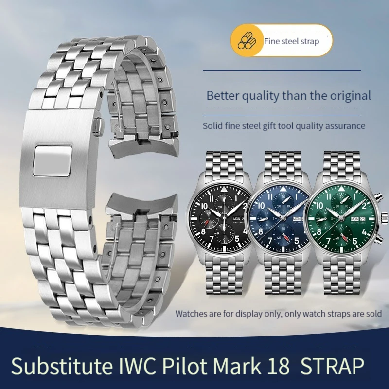 Ремешок из нержавеющей стали для IWC Pilot Mark 17 18 IW377714 IW377717 IW377710 высокого качества Watchband Bracelet Men 20mm 21mm.