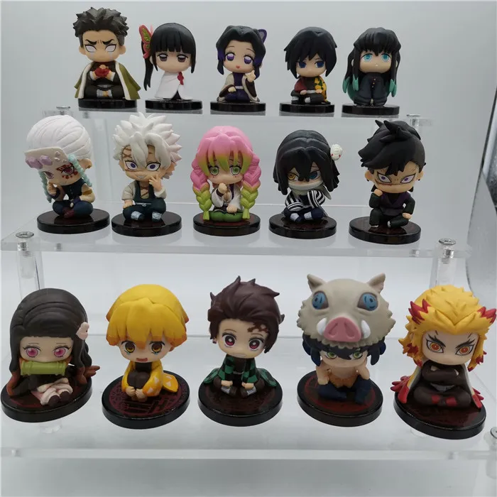 

Bandai Anime Figure Demon Slayer Kamado Tanjirou Kamado Nezuko Sitting Posture Gacha Ornaments Action Figure Children Toys