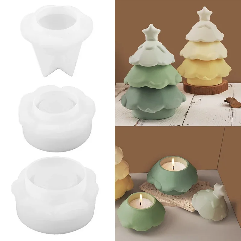 Силиконовая форма для рождественской елки банка свечей трехъярусная коробка