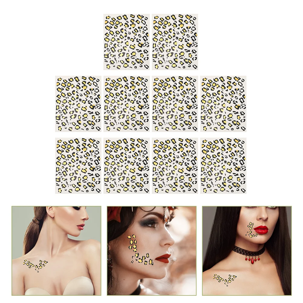 

Тату-наклейки с леопардовым принтом для женщин, стикеры на лицо, Персонализированные Временные татуировки, аксессуары для переводных татуировок для взрослых и женщин, 10 листов