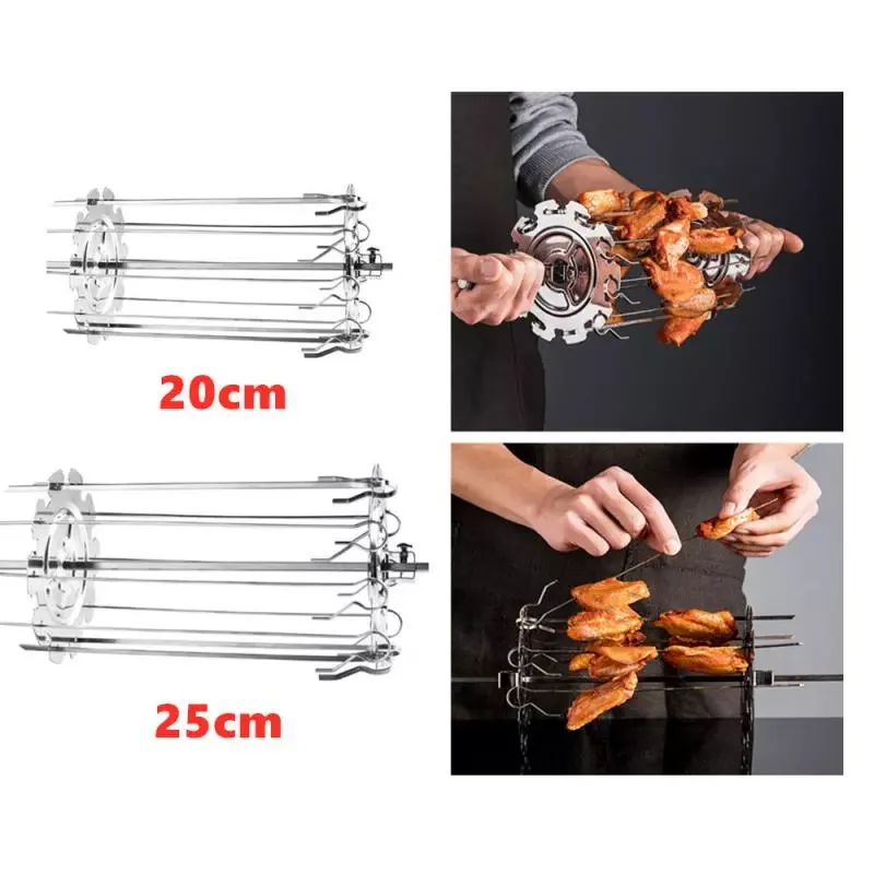 

BBQ Steel Metal Roaster Skewers Needle Cage Oven Kebab Maker Grill Removable Rotating Grill For Electric Oven 20/25cm