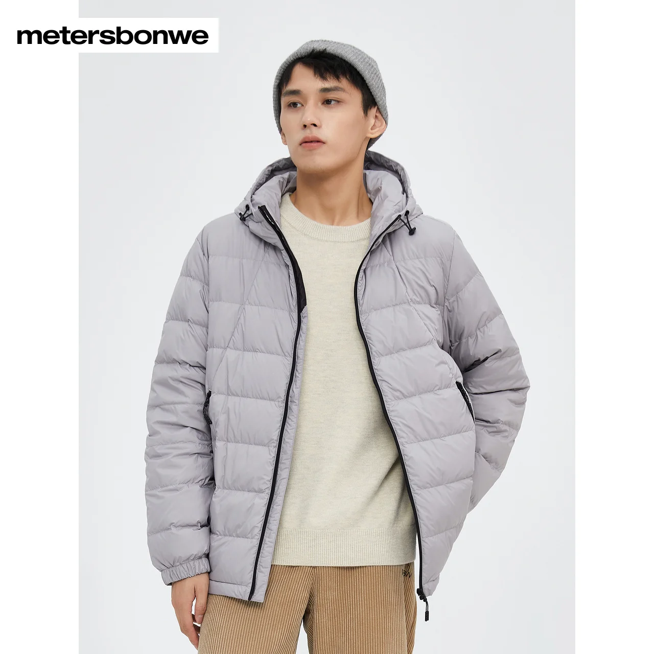 Metersbonwe Women's 22New Winter Men's Light Multi-Coloured Hooded 90%Down Jacket Solid Color Casual Ultra Light Thin Warm Wear