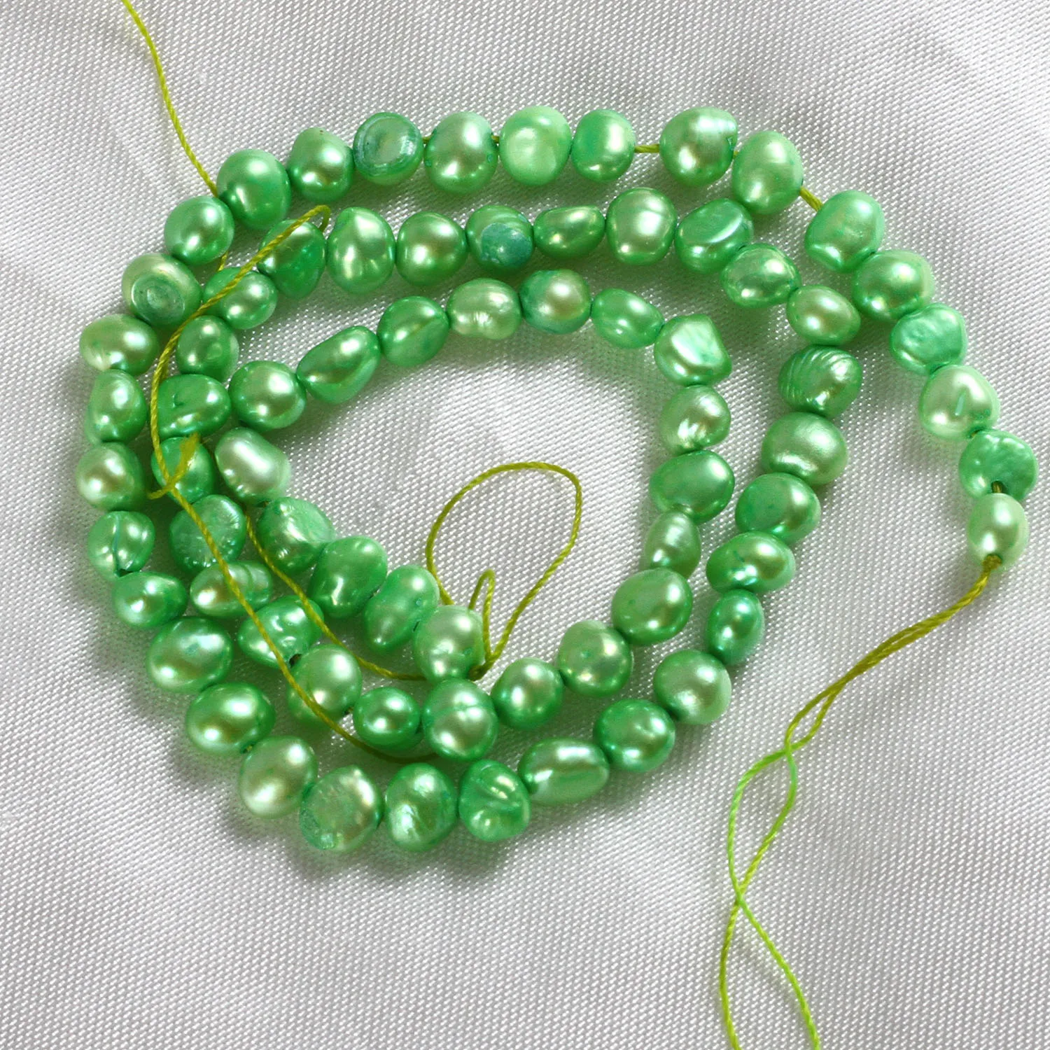 Promote Sales Cultured Potato Freshwater Pearl Beads Green 7-8mm Punch Loose for Make Jewelry DIY Accessories | Украшения и