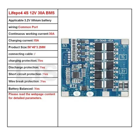 Lifepo4 4S 12 В 10A 20A 30A балансировочная плата BMS 18650 Зарядка аккумулятора/разряд/короткое замыкание/Защита от перегрузки инструментов