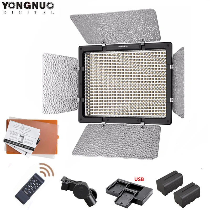 

Yongnuo YN-600L YN-600 LED Studio Video Light 3200k-5500k/5500K Lamp Color Temperature +2pcs F750 battery + Charger