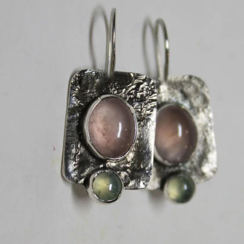 

Dainty Pink Green Moonstone Drop Earrings For Women Girl Trendy Delicate Jewelry Geometric Metal Wedding Engagement Earings