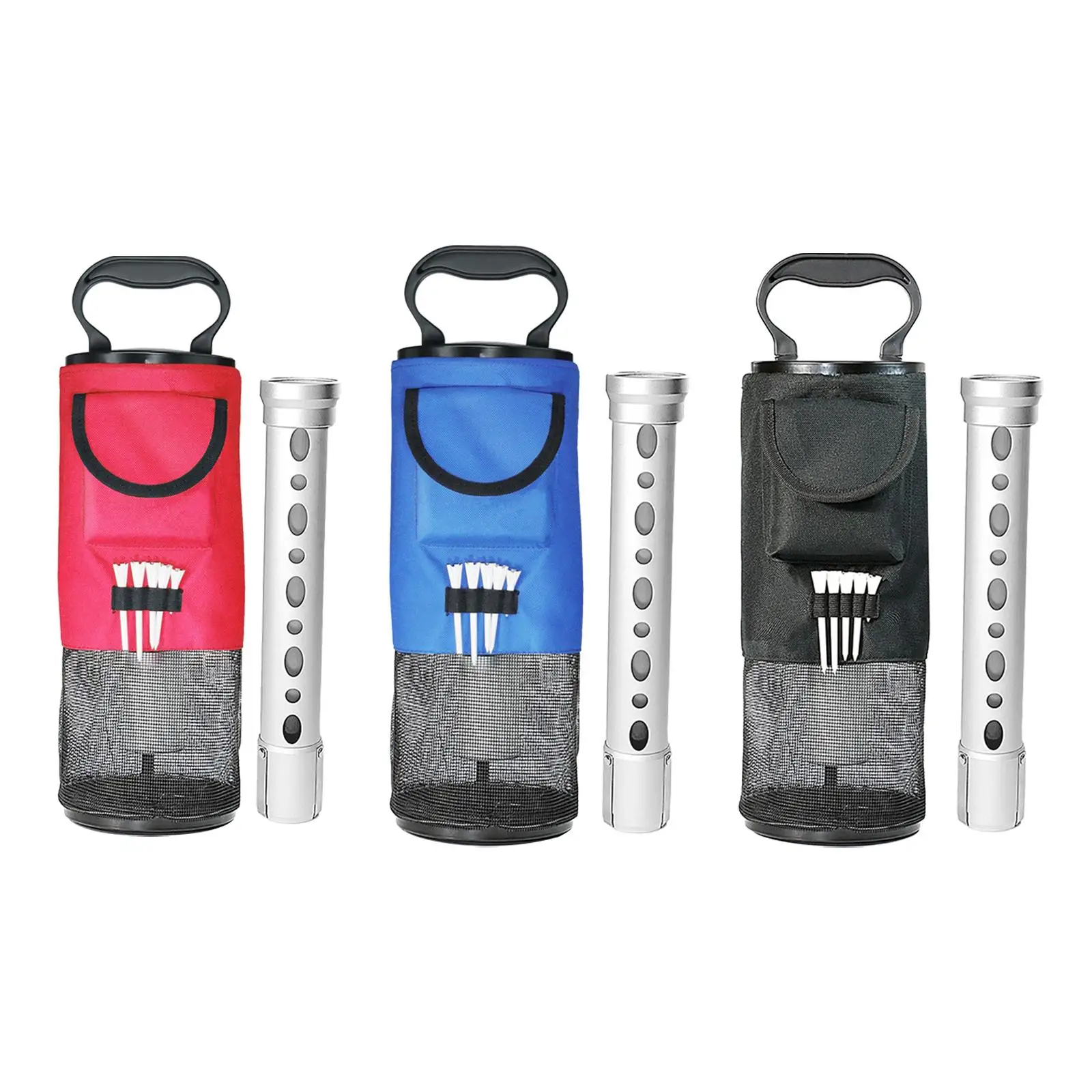 

Shag of Bag Golf Ball Retriever Tees Holder Sports Accessories 70 Balls Capacity Pocket Storage Removable Tube