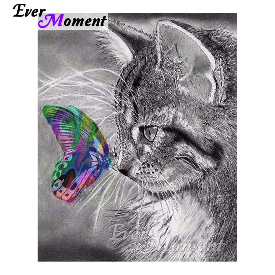 

Ever Moment Diamond Painting Cat Butterfly Cross Stitch Handmade Square Drill 5D DIY Diamond Embroidery Home Decoration S2F159