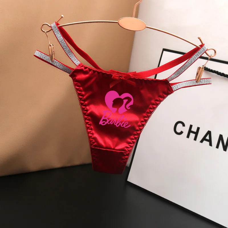Атласные шелковистые трусики BARBIE с вырезами модные женские сексуальные стринги