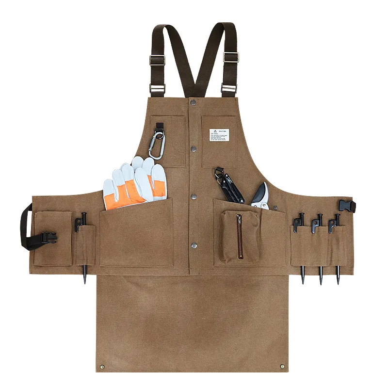 

2023 Outdoor Detachable Long Short Adjust Thickened Canvas Electrician Carpenter Multi-pocket Tool Man Woman Waterproof Apron