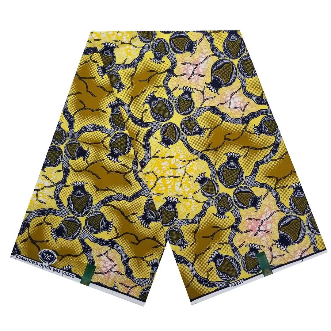 

Veritable Super-W Guaranteed Super Real Wax Block Print Fabric Dutch Hollandais Pagne Dress Gold Embellished 100% Cotton VL0072