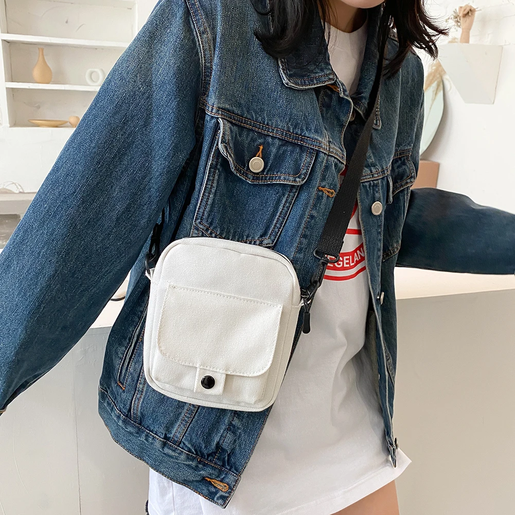 

Fashion Exquisite Shopping Bag Women Canvas Small Shoulder Bags Korean Casual Solid Color Crossbody Phone Purse