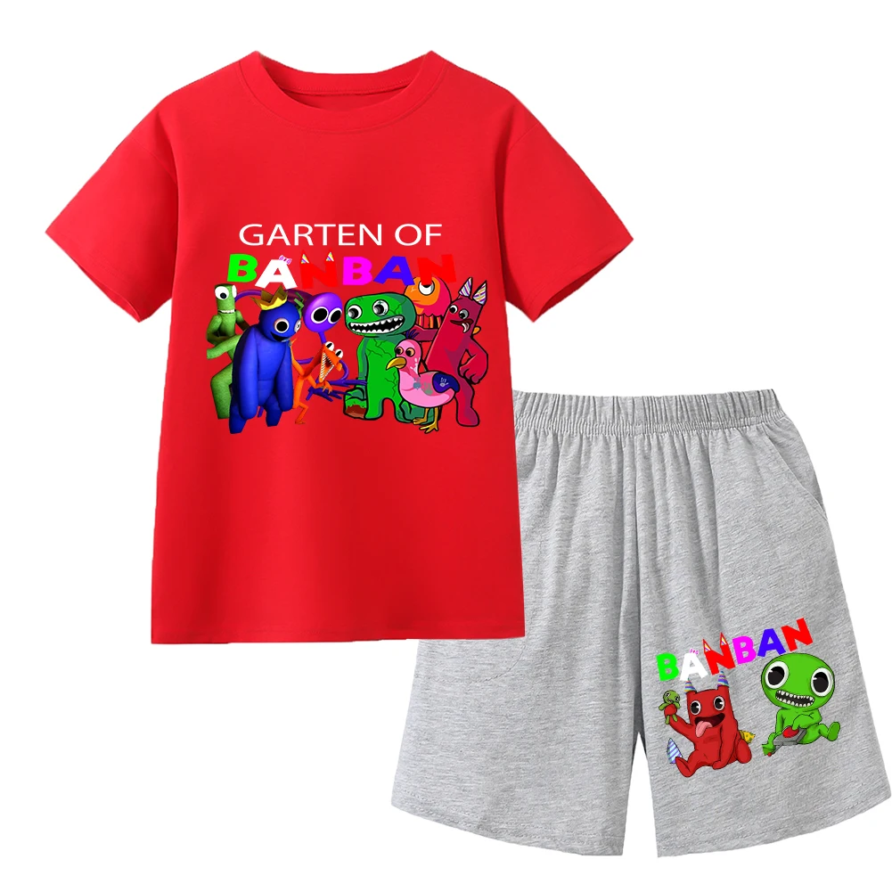 

Kids Garden of Banban Tee Set Boys Short Sleeves T-shirt Suit Child Holiday Wear Top+Short Pan Children Fashion 3D Print Outfit