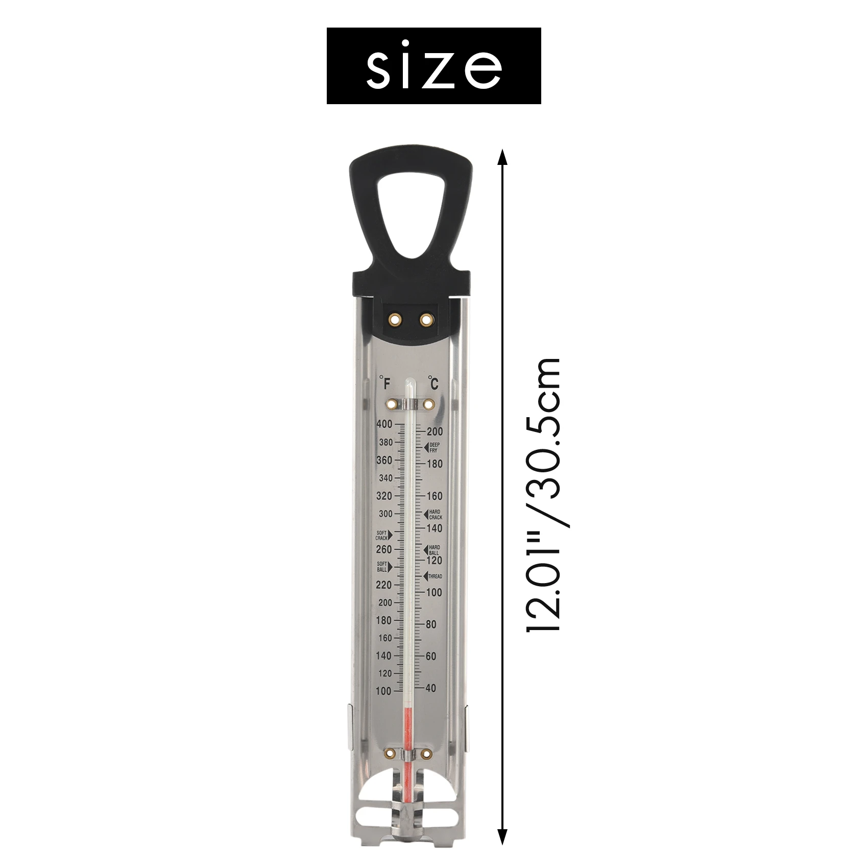 Термометр для конфет/желе/фритюра нержавеющая сталь с зажимом кастрюли и