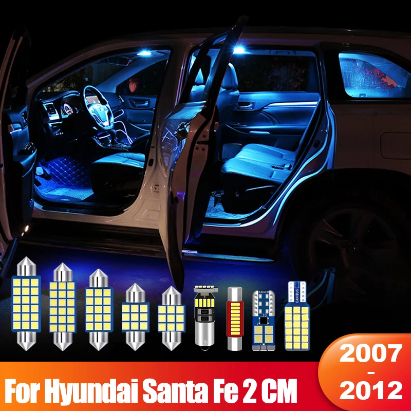 

For Hyundai Santa Fe 2 CM 2007 2008 2009 2010 2011 2012 13pcs Car LED Interior Dome Lamp License plate Trunk Light Accessories