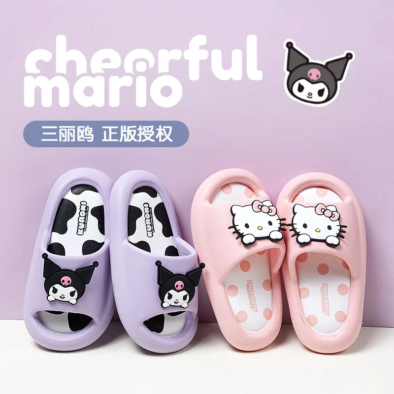 

Kawaii Sanrio Slippers Kuromi Flip Flops Home Outdoor Slipper Hello Kitty Indoor Bathroom Women Summer Beach Anti-Sli Shoes Soft