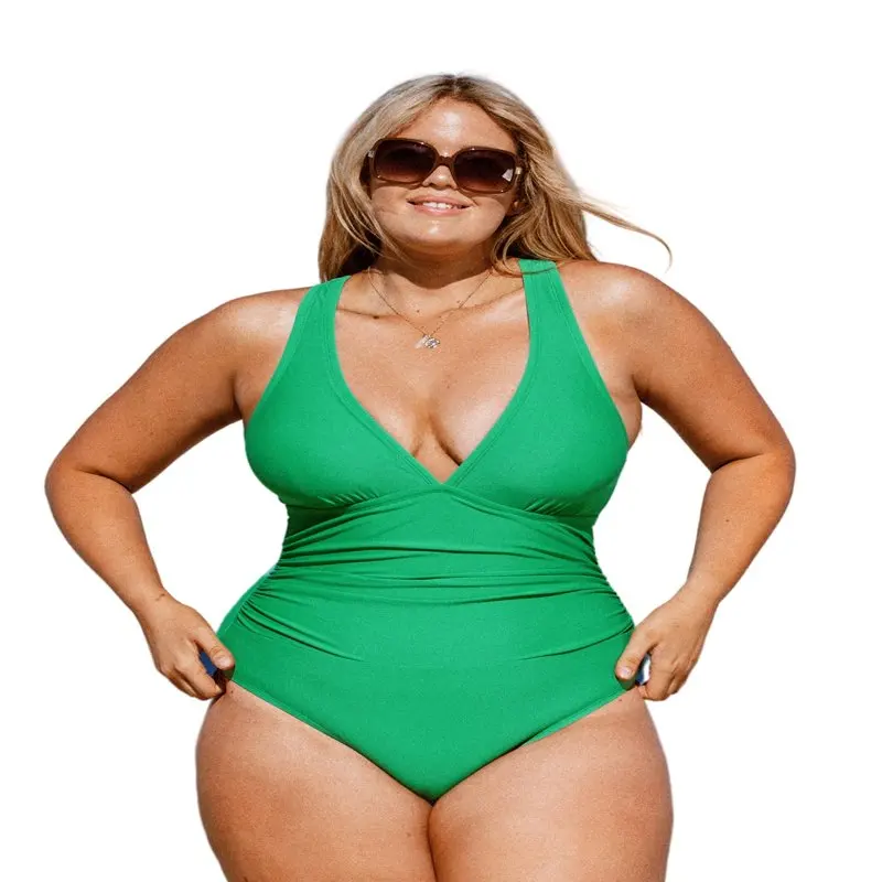 

Женский сплошной купальник с V-образным вырезом и рюшами