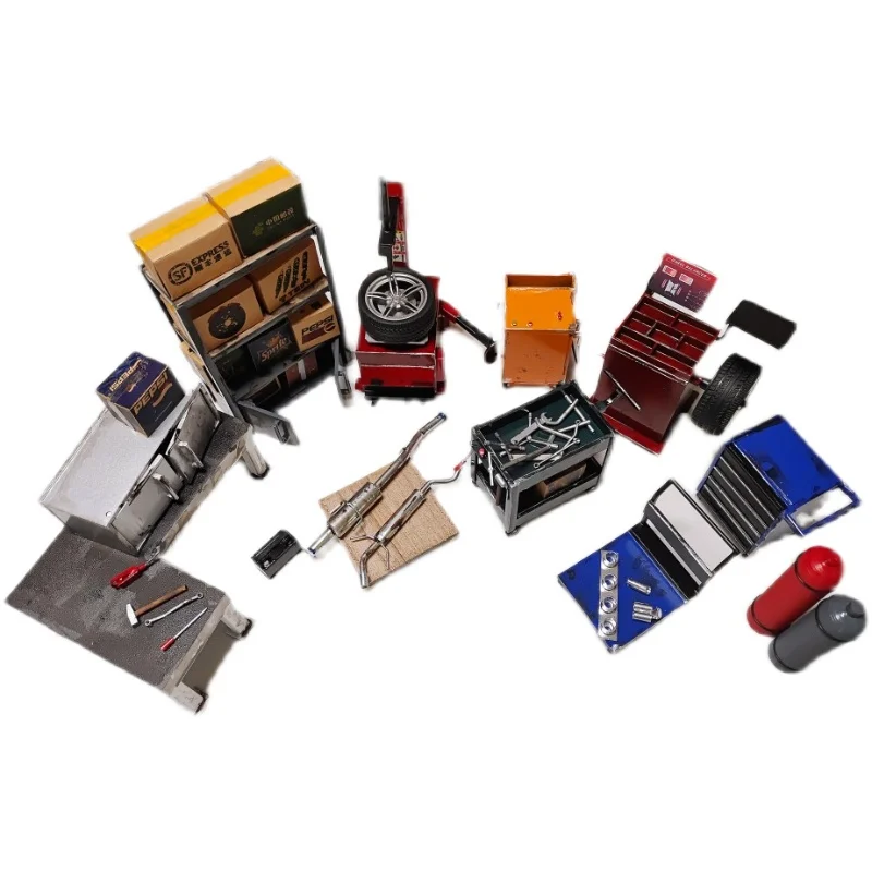 

1/18 1/24 Repair Set Tools Props Garage Diorama Model Car Doll Scenes Handmade