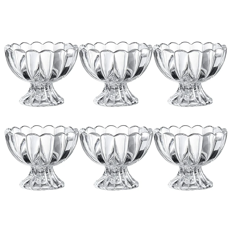 

6Pcs Glass Dessert Bowl/Cup-Small Transparent Dessert Cup For Dessert,Sundae,Ice Cream,Fruits,Salads,Snacks