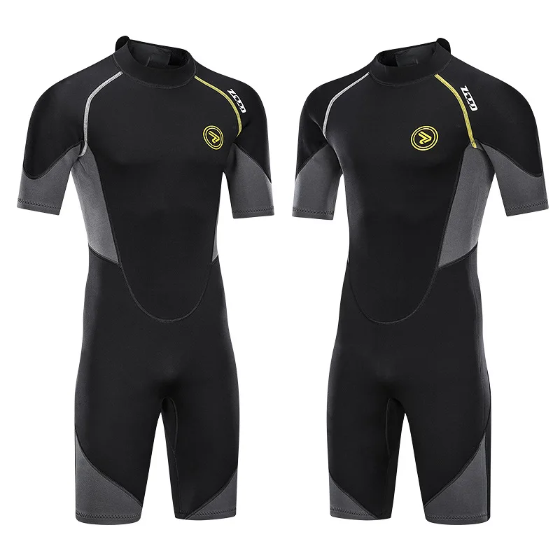 

ZCCO 1.5mm neoprene Wetsuit Men short sleeve Scuba diving suit Snorkeling spearfishing swimsuit Surfing Sunproof one piece set