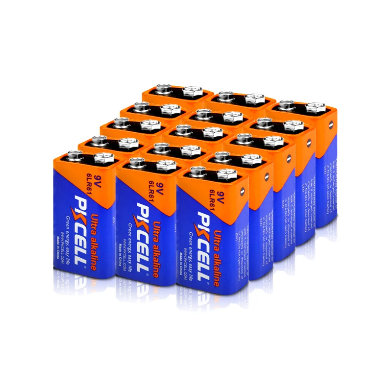 

Щелочная батарея PKCELL 9 В, первичные сухие батареи 6LR61 6AM6 1604A MN1604 522 для газовых плит, микрофон для водонагревателя, 15 шт.