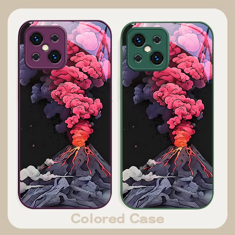 Simple Pink Volcanic Grey For Find X5 X3 Lite Reno 6 4Z 5G OPPO A72 79 73 58 A54S OnePlus Nord N200 Tempered glass phone case