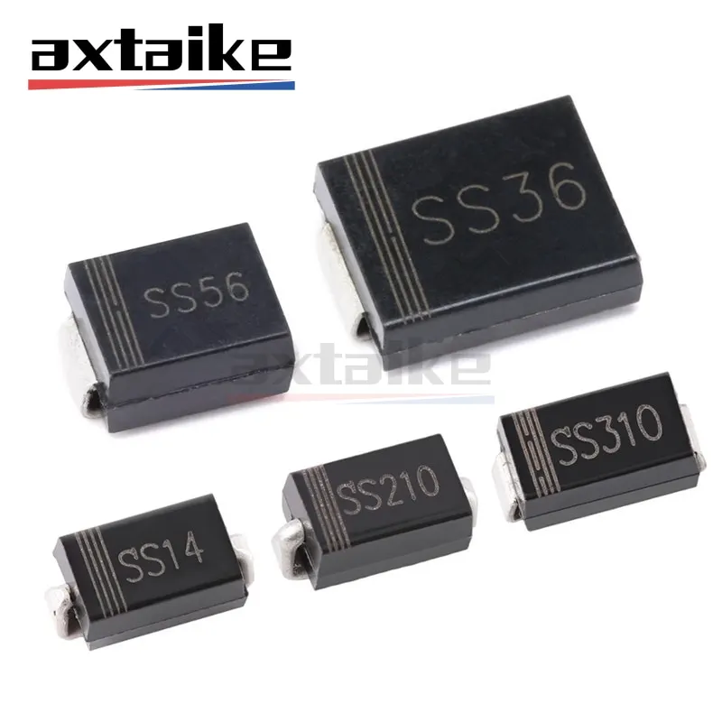 Диод Шоттки SMD 50 шт., SS14 SS16 SS24 SS26 SS34 SS36 SS54 SS56 SS110 SS210 SS310 SS510 SMA SMB SMC DO214AC 1/2/3/5A 40/60/100 в