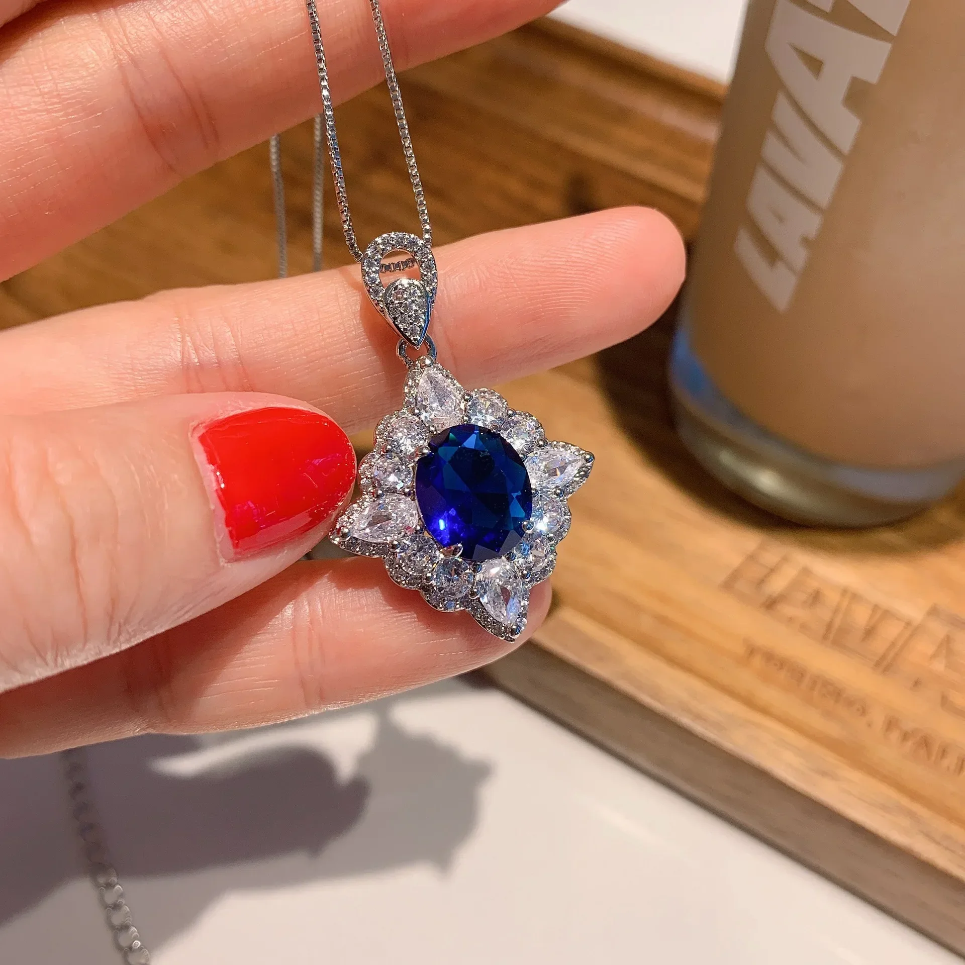 SRJewelry в Европе и Америке искусственное синее колье набор колец из основного камня