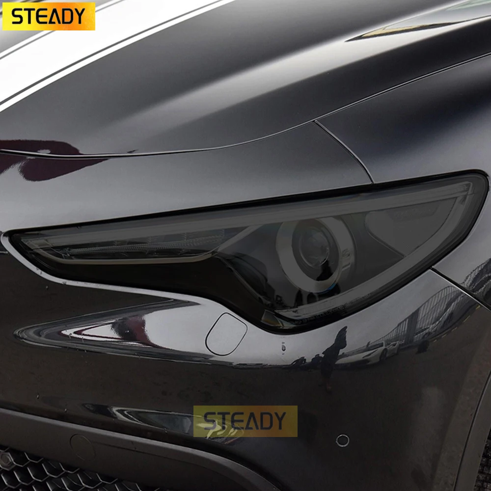 

2 Pcs Car Headlight Protective Film Headlamp Transparent Black TPU Sticker For Alfa Romeo Giulia 952 Stelvio 949 Accessories