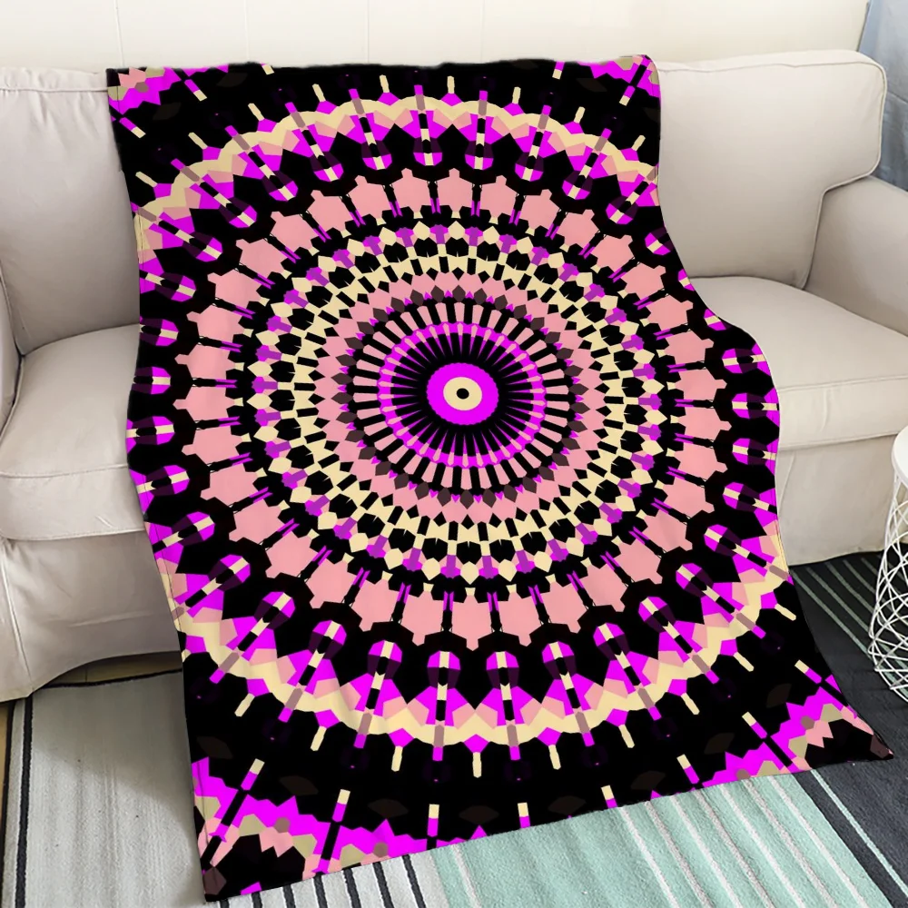 Яркое стеганое одеяло с изображением мандалы мягкое флисовое для взрослых и
