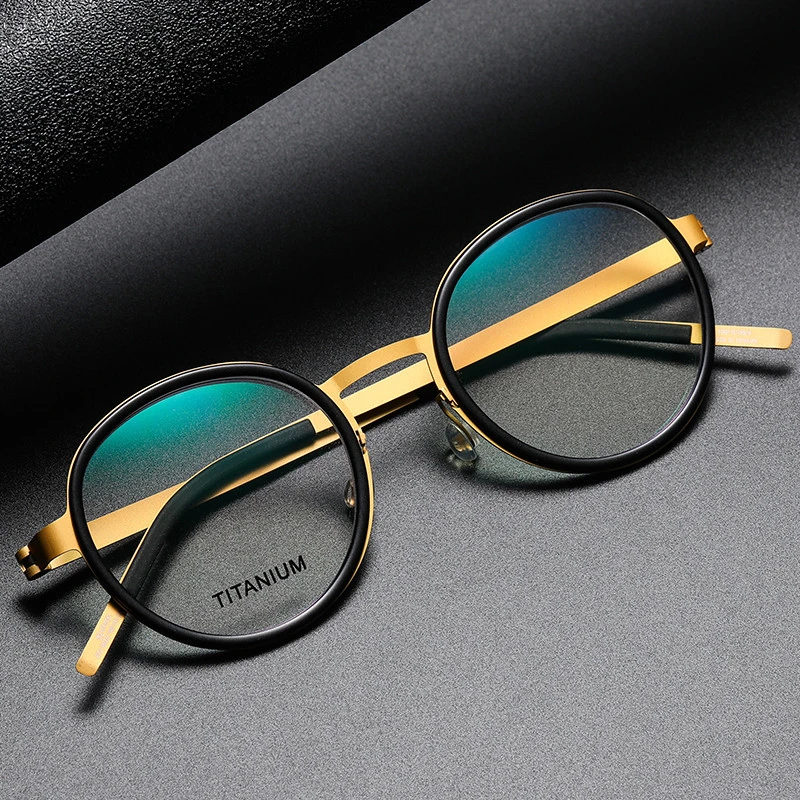 9752 круглые очки без винта для мужчин и женщин титановая оправа очков мужские