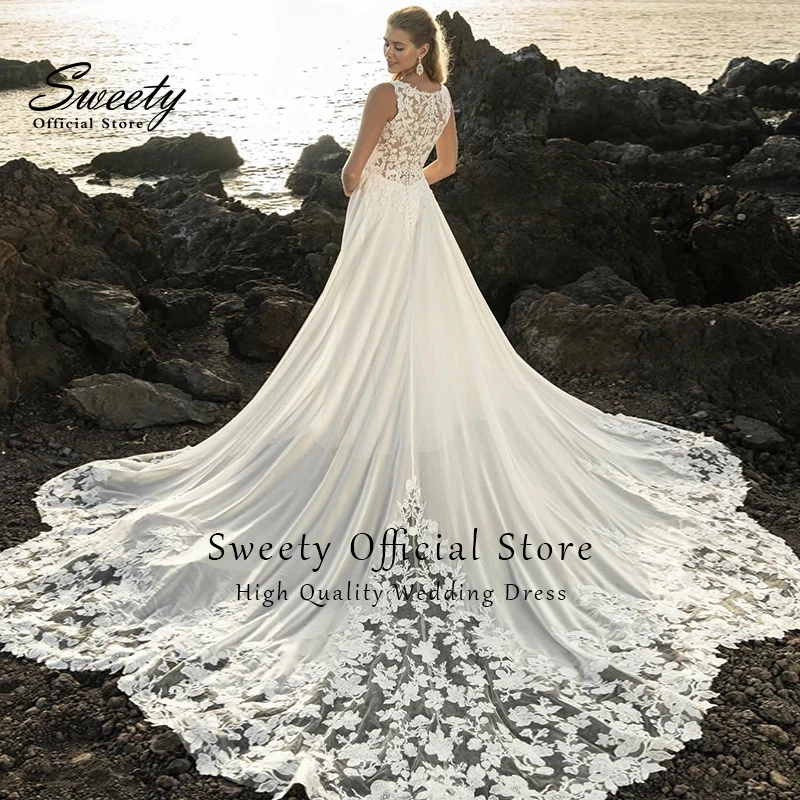 

Bohemian Wedding Dress Off The Shoulder Organza With Embroidery Lace A-line Beach Ball Gown Strapless Sleeveless Bride Dress