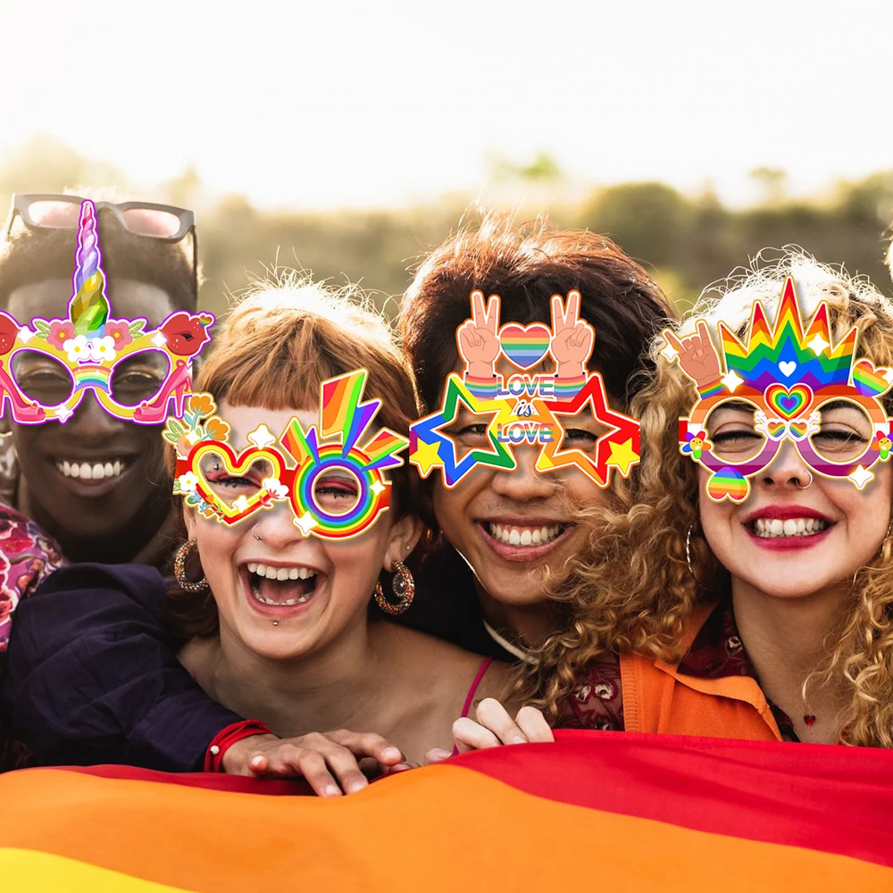 

Party Decorate Photograph Prop Pride Day Birthday Halloween Christmas Vivid Colors Multicolor Various Rainbow Glasses Supplies