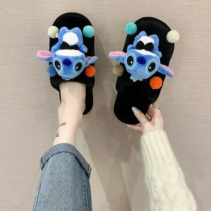 Плюшевая домашняя обувь в стиле аниме Disney Stitch милые мультяшные ангелы