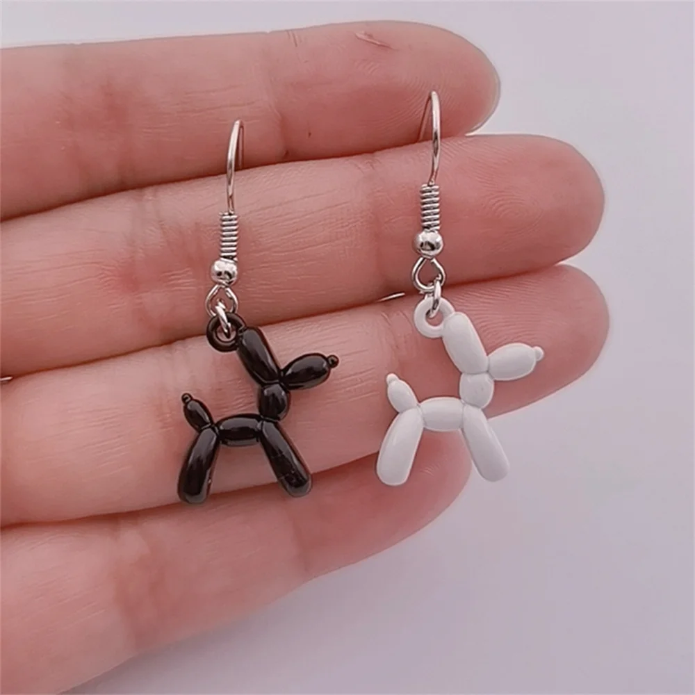 

Fashion Cute Cartoon Balloon Pet Dog Earrings Dog Animal Color Black Or White Puppy Dog Pendant Earrings For Women Girls Gift