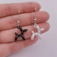 fashion cute cartoon balloon pet dog earrings dog animal color black or white puppy dog pendant earrings for women girls gift
