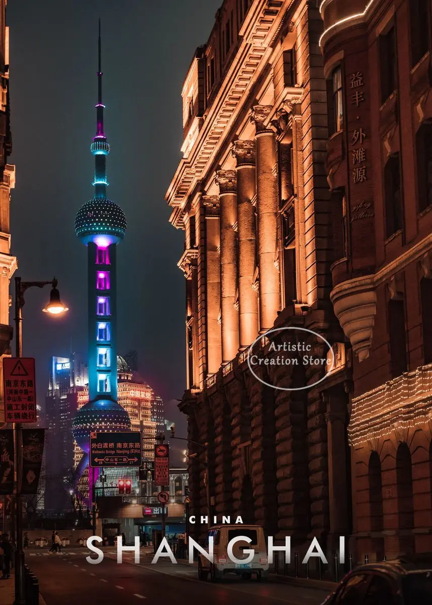 

Ночной пейзаж Шанхая картина на холсте