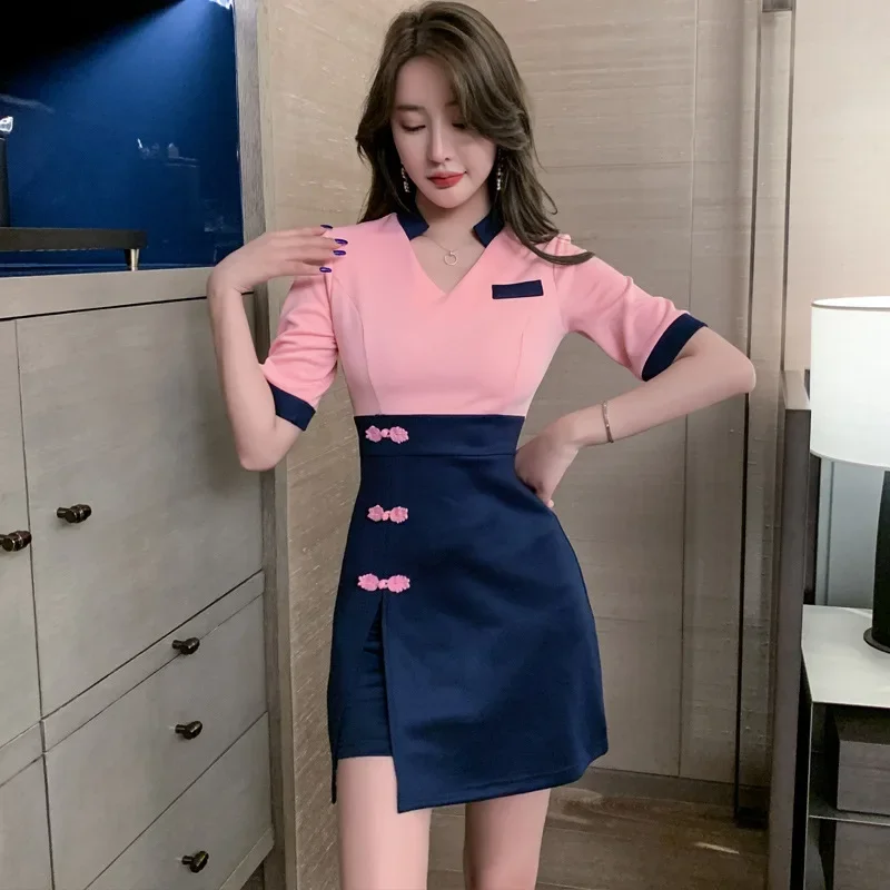 Женская рабочая одежда рубашка костюм с короткой юбкой для отеля официанта