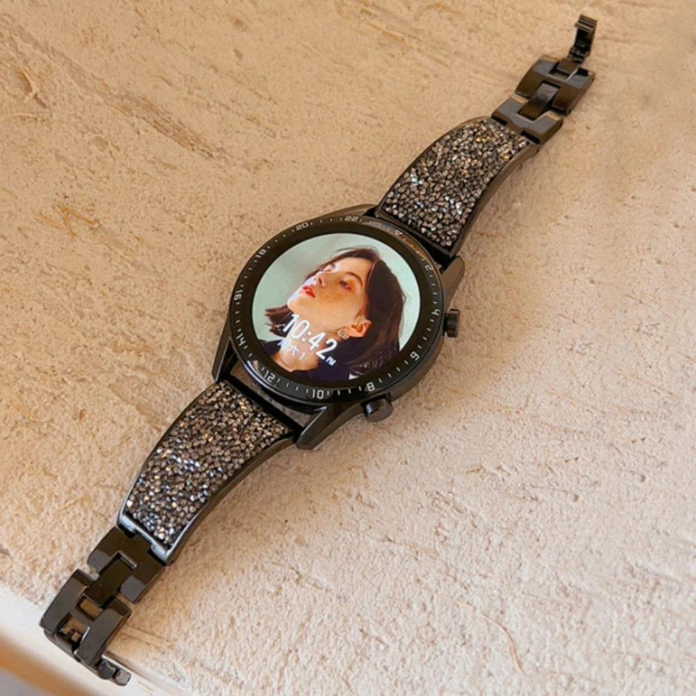 22mm watch strap for galaxy watch 3 strap 20mm huawei watch GT2 46MM/watch GT for huami amazfit GTR 47mm Metal diamond bracelet